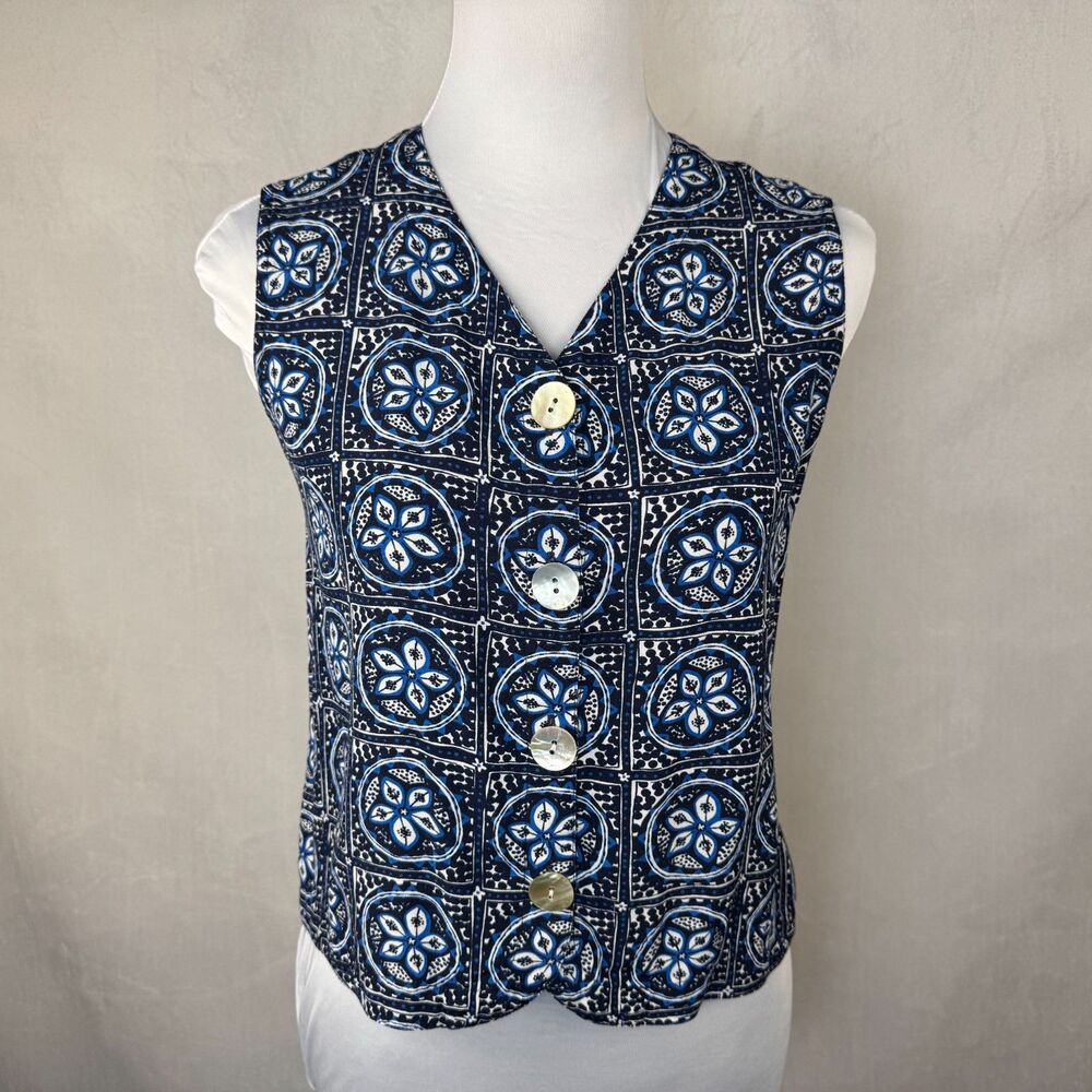 Sigrid Olsen Women Crop Top Sz S Button Down VNeck Sleeveless